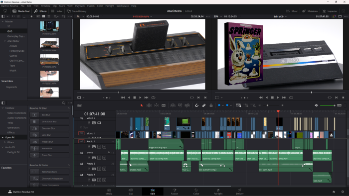 Der Bereich Edit sieht wie von anderen NLEs gewohnt aus. (Screenshot: Martin Wolf/Golem.de)